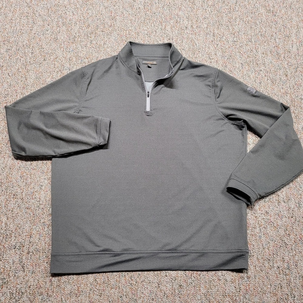 Peter Millar Crown Sport Perth 1/4 Zip Pullover Mens XL Gray Golf Performance